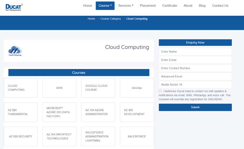 Cloud Company training course by Ducat