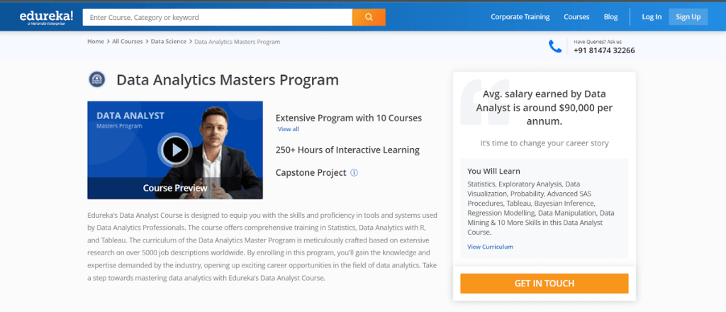 Edureka Data Analytics Masters Program