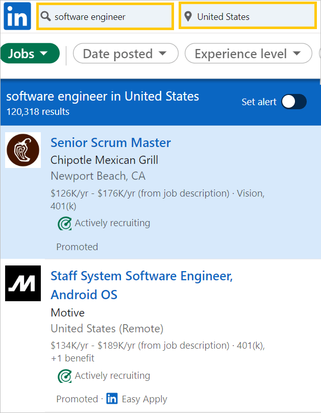 linkedin jobs for software engineers