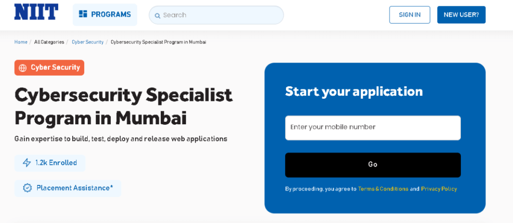 Cybersecurity Specialist Program in Mumbai by NIIT