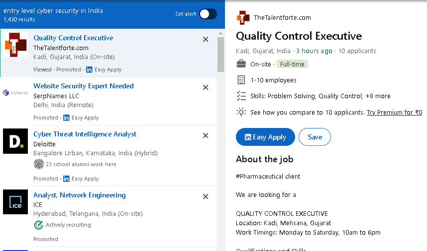 Entry level Cyber Security Jobs