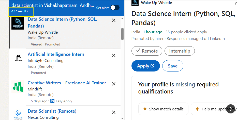 Data scientist jobs on LinkedIn